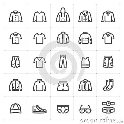 Mini Icon set â€“ Clothing Man icon vector illustration bold line style Vector Illustration